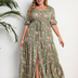 Women Plus Size Bohemian Print Oversized Dress-4