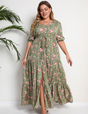 Women Plus Size Bohemian Print Oversized Dress-4