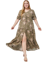 Women Plus Size Bohemian Print Oversized Dress