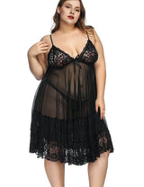 Women Plus Size Boudoir Set Lingerie Lace Babydoll-1