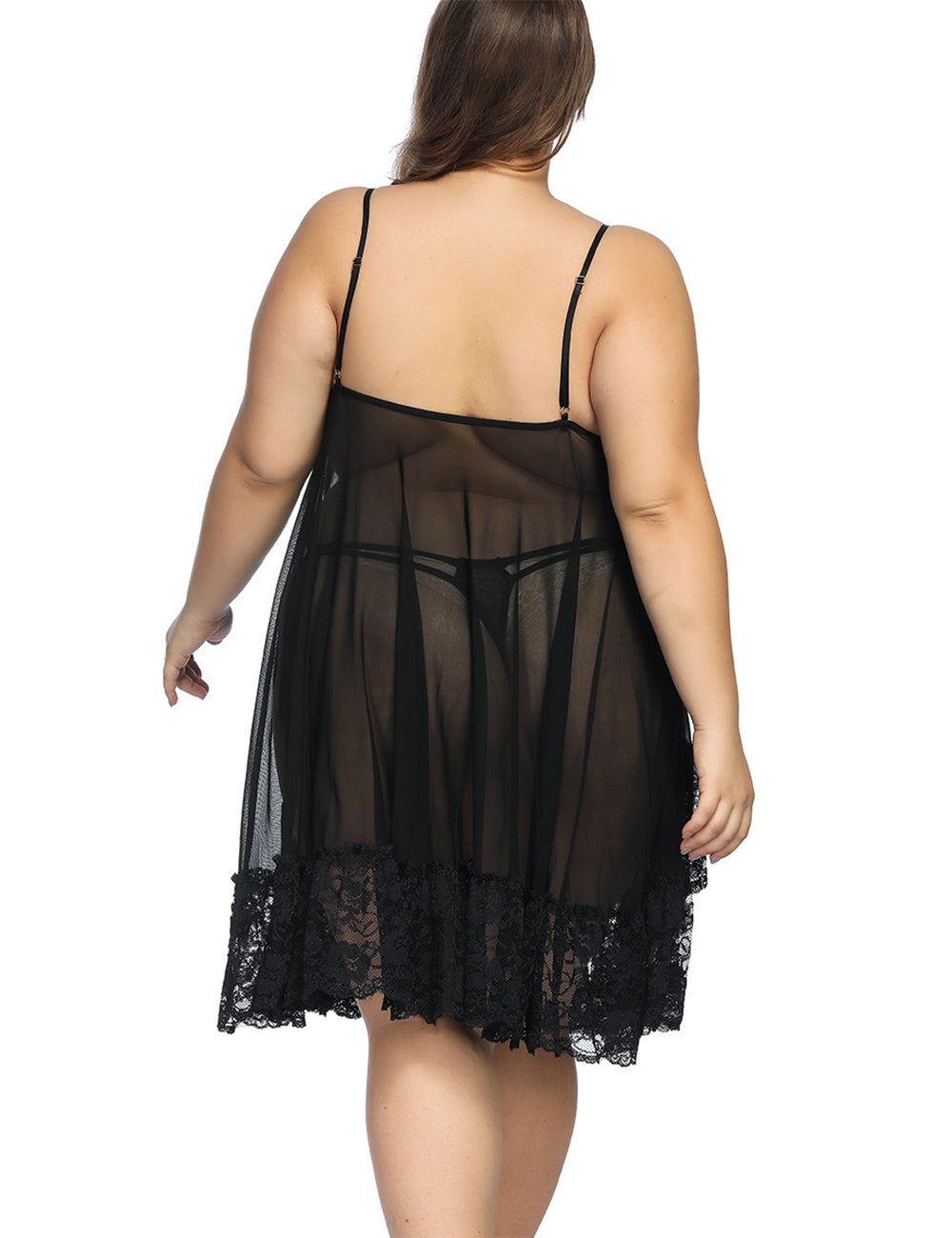 Women Plus Size Boudoir Set Lingerie Lace Babydoll-4