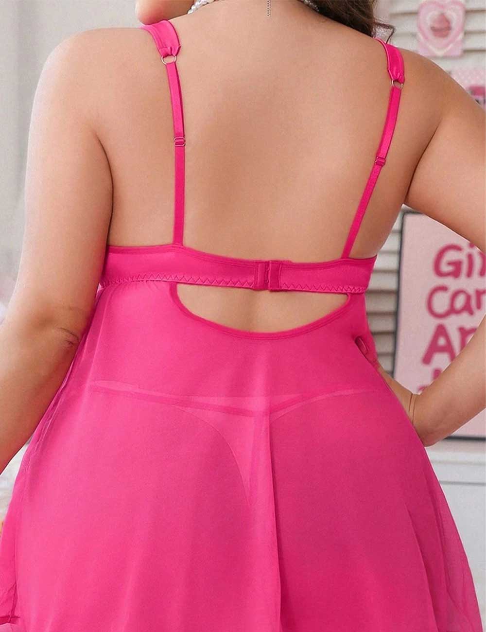 rose red babydoll with thin straps and open back 