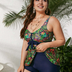 Women Plus Size Broken flower hot spring strap split Two Piece Swimsuit