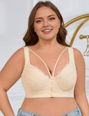 8XL Women Plus Size Button-Front Underwire Lace Push-Up Bra