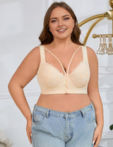 8XL Women Plus Size Button-Front Underwire Lace Push-Up Bra