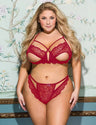 Women Plus Size Charm Sexy Lace Underwire Sheer Bra Set-3