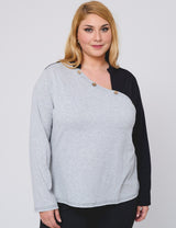 Women Plus Size Chic Long Sleeve T-Shirt With Buttons