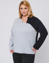 Women Plus Size Chic Long Sleeve T-Shirt With Buttons