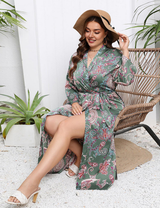 Women Plus Size Chinese Pattern Silk Drees-1