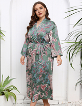 Women Plus Size Chinese Pattern Silk Drees-3