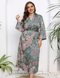 Women Plus Size Chinese Pattern Silk Drees-4