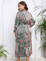 Women Plus Size Chinese Pattern Silk Drees-5