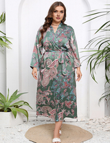 Women Plus Size Chinese Pattern Silk Drees