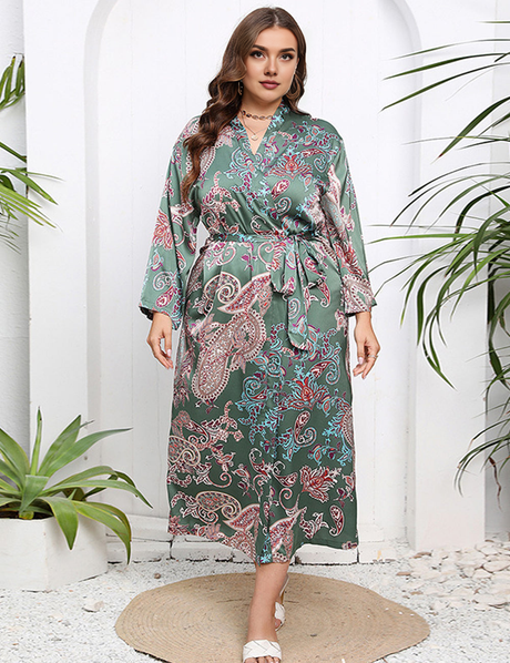Women Plus Size Chinese Pattern Silk Drees