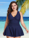 Women Plus Size Classic Hepburn style One Piece Swimsuit-3