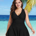 Women Plus Size Classic Hepburn style One Piece Swimsuit-4