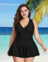 Women Plus Size Classic Hepburn style One Piece Swimsuit-4