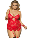 Women Plus Size Classy Sheer Mesh See Through Back Hollow Babydoll Set-2