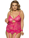 Women Plus Size Classy Sheer Mesh See Through Back Hollow Babydoll Set-3