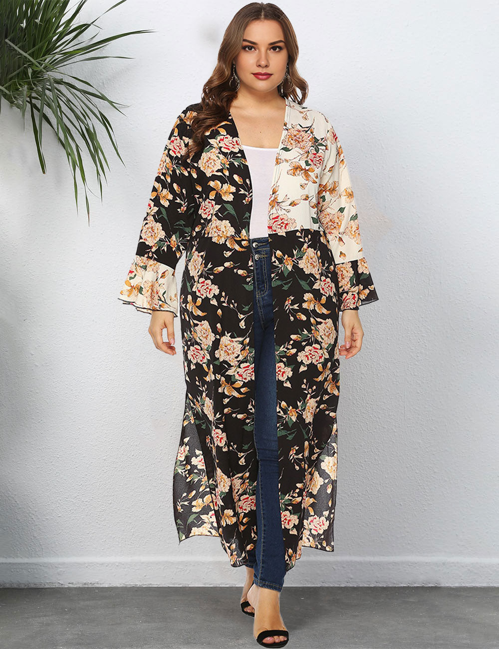 Women_Plus_Size_Contrast_Color_Ruffle_Sleeve_Sun_Protection_Cardigan_1