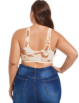 Women Plus Size Creative Print Front Button Bra