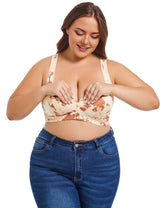 Women Plus Size Creative Print Front Button Bra