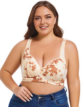 Women Plus Size Creative Print Front Button Bra