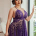 Women Plus Size Cross Lace See-through Sexy Babydoll-2
