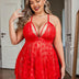 Women Plus Size Cross Lace See-through Sexy Babydoll-3