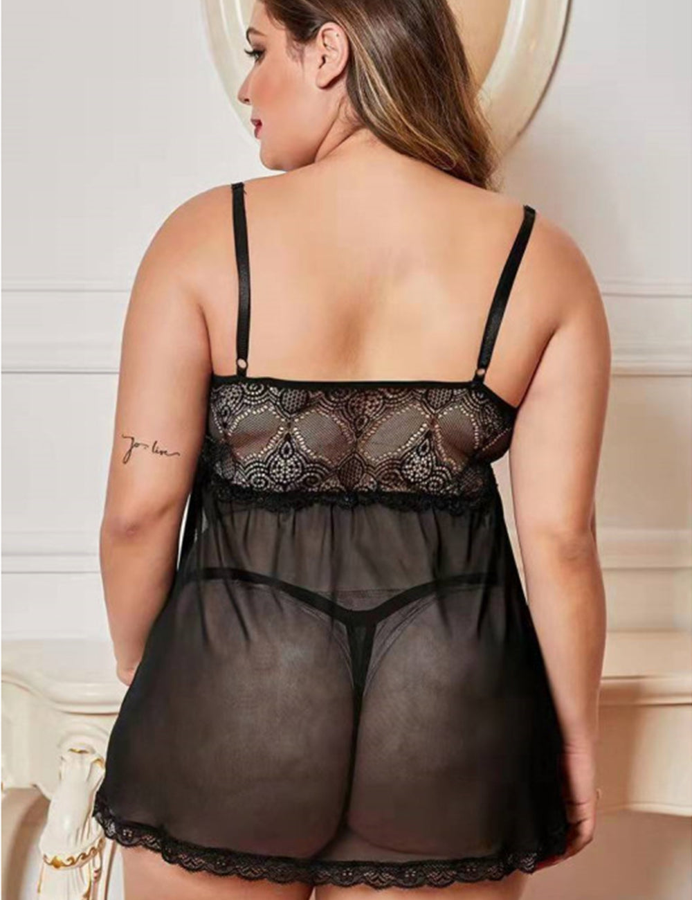 Women Plus Size Crossover V Neck Suspender Dress Sexy Pajamas-3