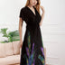 Women Plus Size Deep V-neck Elastic Waist Slimming Dress-5