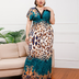 Women Plus Size Deep V-neck Elastic Waist Slimming Dress-9