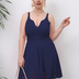 Women Plus Size Deep V Backless Sling Flower Hollow Dress-1
