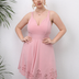 Women Plus Size Deep V Backless Sling Flower Hollow Dress-2