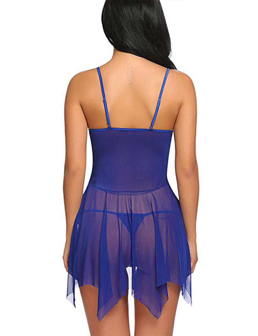 Women Plus Size Deep V Neck Soft Lace Sexy Sheer Mesh Babydoll-12