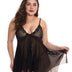 Women Plus Size Deep V Neck Soft Lace Sexy Sheer Mesh Babydoll-15