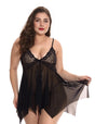 Women Plus Size Deep V Neck Soft Lace Sexy Sheer Mesh Babydoll-15
