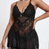 Women Plus Size Deep V Neck Soft Lace Sexy Sheer Mesh Babydoll-2-7
