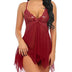 Women Plus Size Deep V Neck Soft Lace Sexy Sheer Mesh Babydoll-2