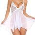 Women Plus Size Deep V Neck Soft Lace Sexy Sheer Mesh Babydoll-8