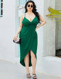 Women_Plus_Size_Deep_V_Neck_Solid_Color_Dress_7