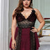 Women Plus Size Deep V Sling Lace Babydoll