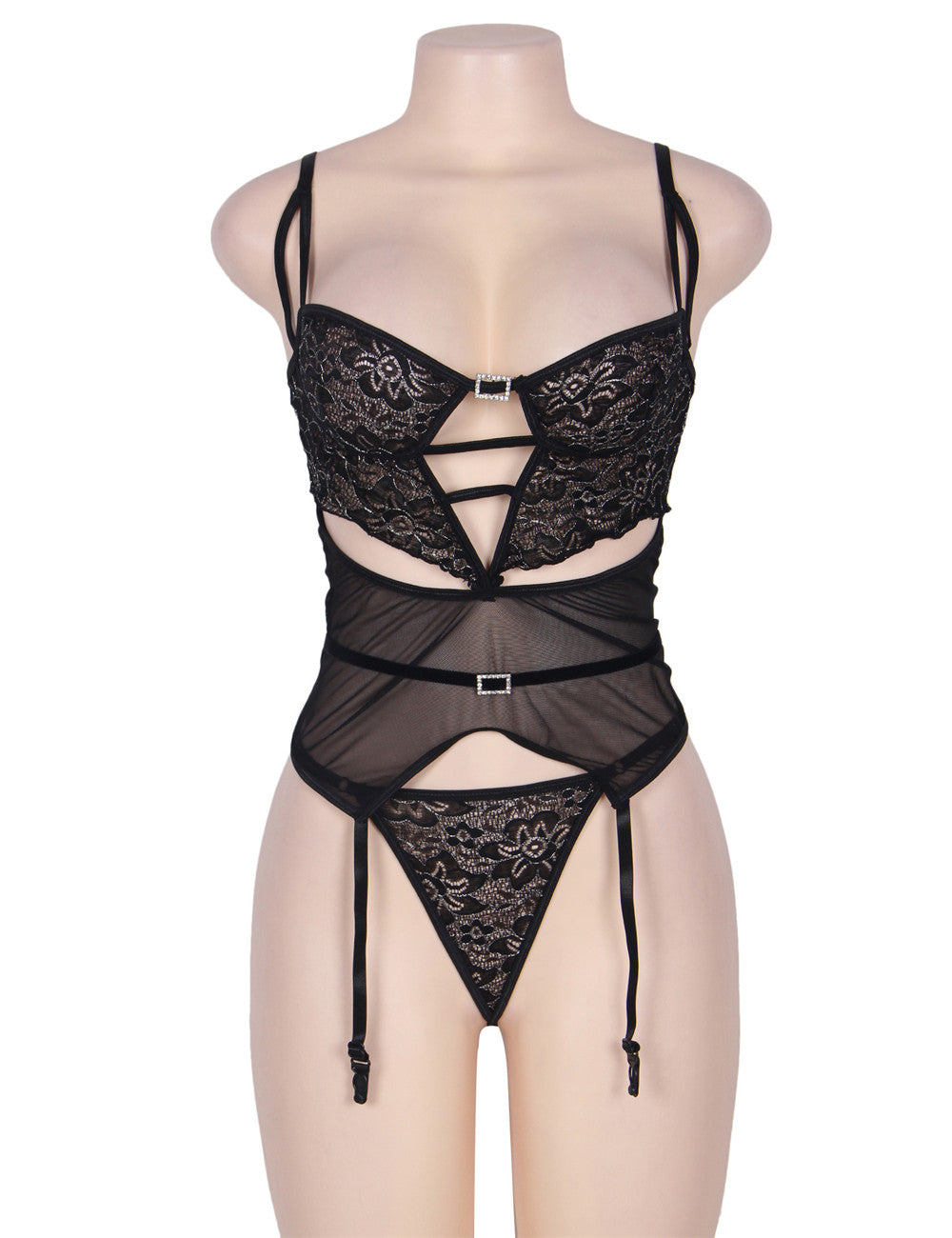 Women Plus Size Delicate Corset Garter Babydoll-4