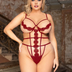 Women Plus Size Delicate Flowers Lace Hollow Out Teddy With Underwire
