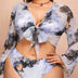 Women Plus Size Digital Printing Long Sleeve Sun Protection Swimsuit-3