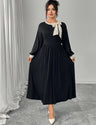 Women Plus Size Elegant Black Bow Vintage Maxi Dress