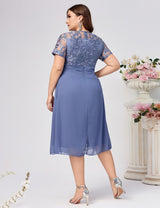 Women Plus Size Elegant Lace Chiffon Gown | PRUSES