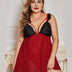 Women Plus Size Elegant Lace Cup Sheer Backless Babydoll-1