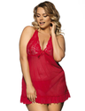 Women Plus Size Elegant Lace Cup Sheer Backless Babydoll-2