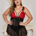 Women Plus Size Elegant Lace Cup Sheer Backless Babydoll-2